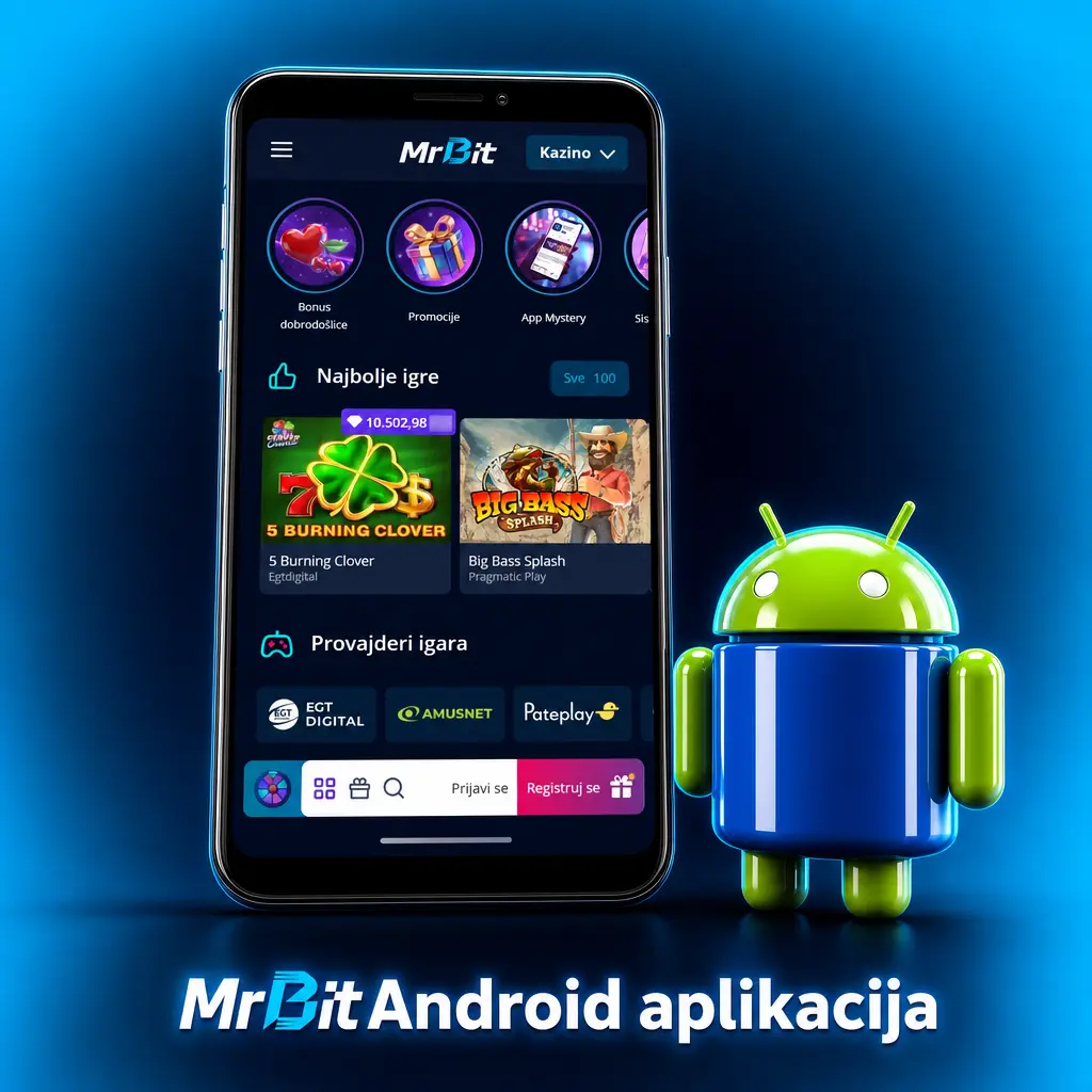 MrBit Android aplikacija za besplatno klađenje i kazino igre sa mobilnog telefona
