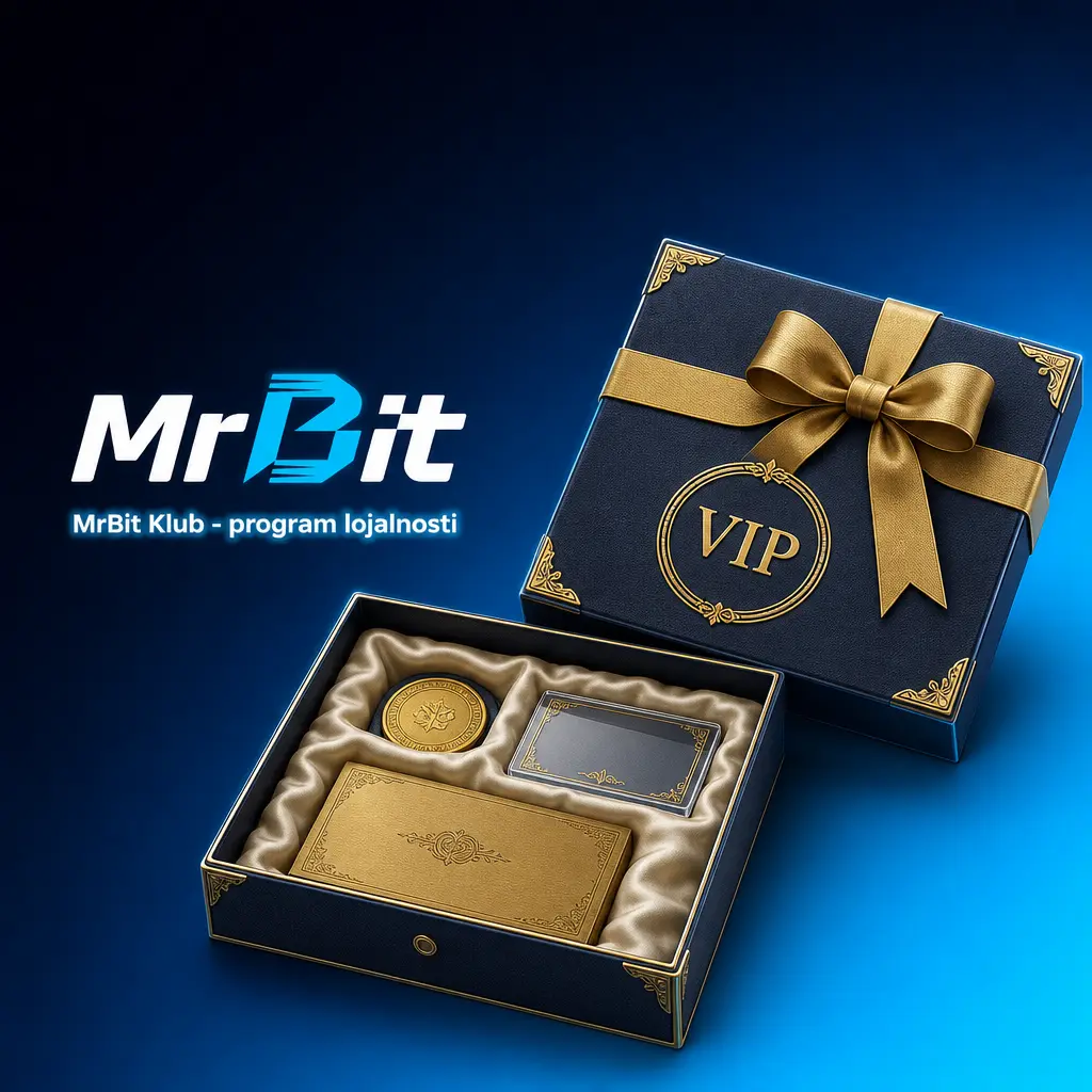MrBit Klub program lojalnosti sa pet nivoa, poenima za uloge i cashback nagradama do 20% na Diamond nivou.