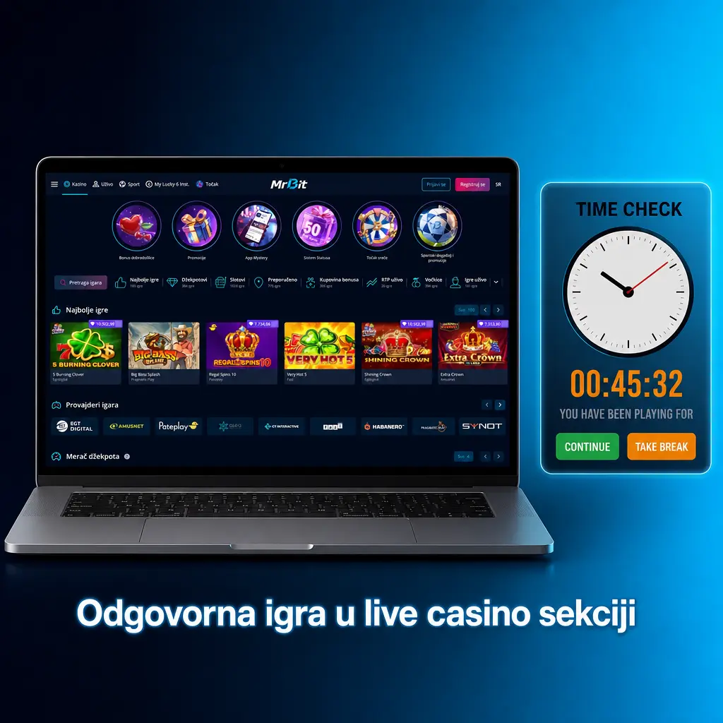 Odgovorna igra u live casino sekciji na MrBitu: limiti uloga, vremena sesije i podrška za samoisključivanje.