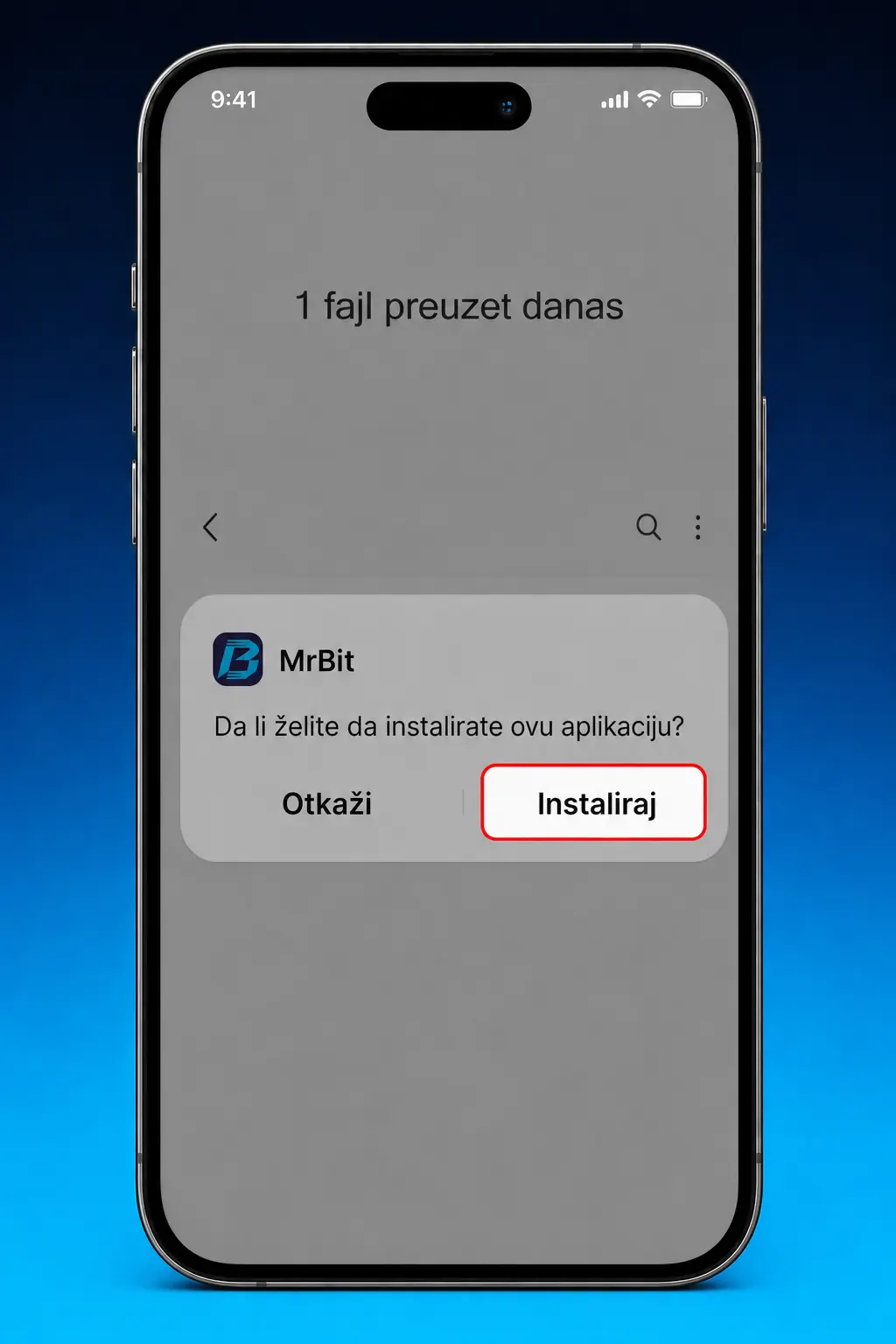 Preuzimanje i instalacija MrBit APK aplikacije na Android uređaj u četiri koraka