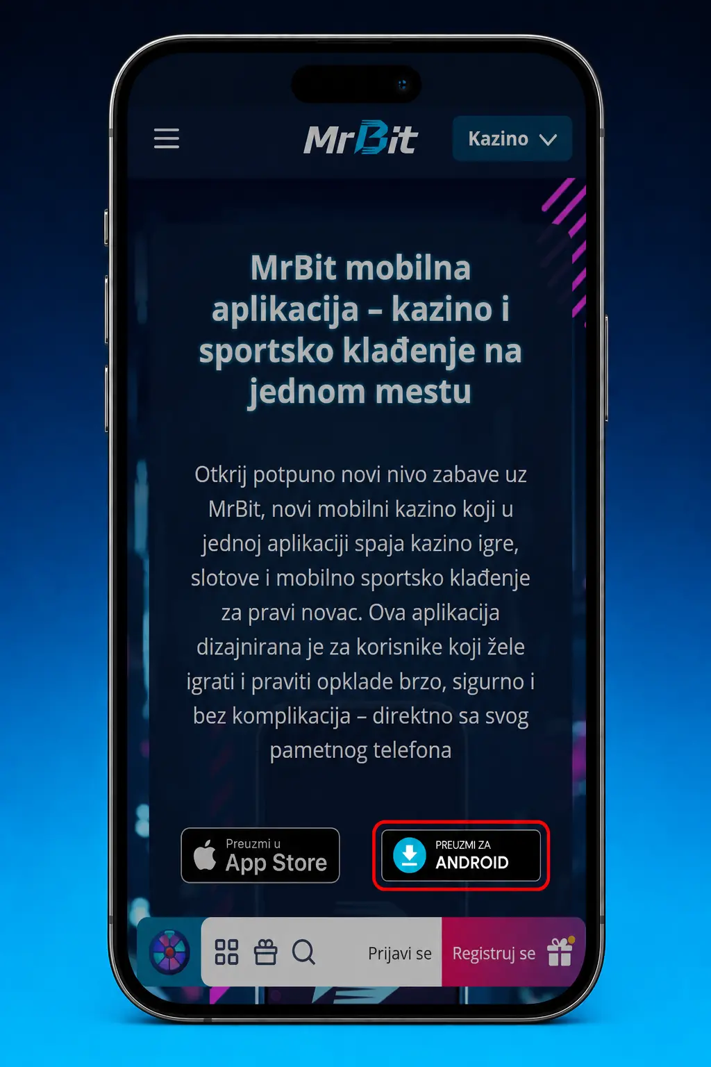 Preuzimanje MrBit APK fajla za Android u četiri koraka za klađenje i kazino igre