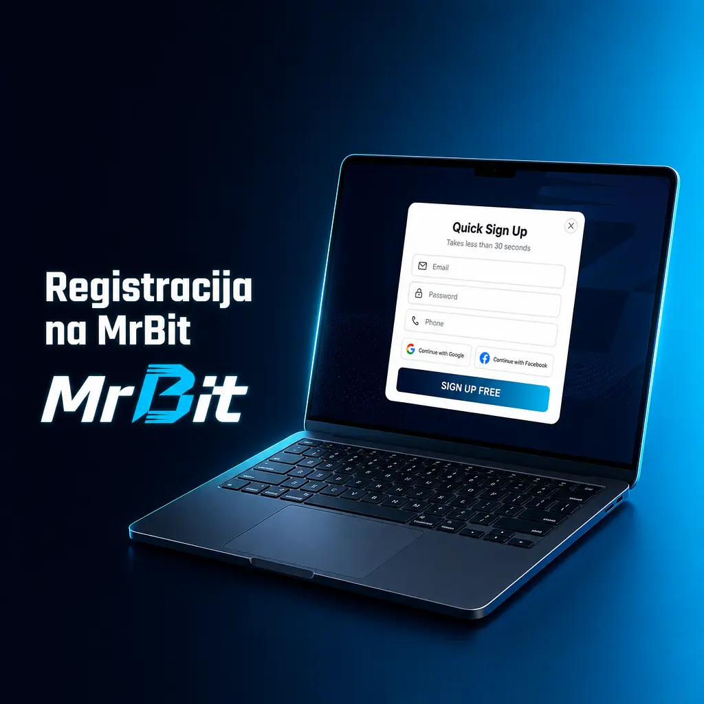 Registracija na MrBit sajtu – formular za unos email adrese, broja telefona i lozinke za novi nalog
